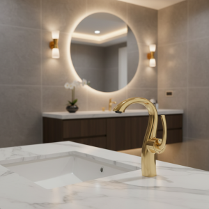 Nouveau robinet de conception Simple rétro, lavabo domestique anti-éclaboussures, salle de bains, lavabo à double commande chaud et froid, or brossé