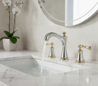 Robinets de lavabo en laiton poli Chrome or