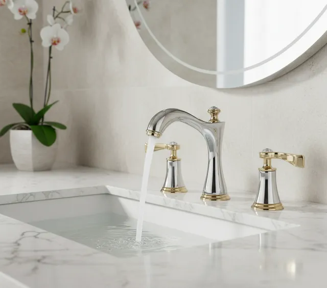 Robinets de lavabo en laiton poli Chrome or