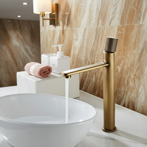 Robinets de lavabo Robinet de salle de bains en bronze antique Robinet d&rsquo;évier de salle de bains en laiton chaud et froid Robinet de lavabo monté sur le pont Robinet mitigeur d&rsquo;eau