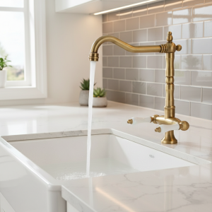 Robinet de cuisine à double poignée, robinet rétro en laiton Antique, Rotation à 360 degrés, robinets d&rsquo;évier de cuisine, mélangeur d&rsquo;évier de salle de bains monté sur le pont