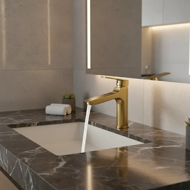 Mitigeur lavabo monocommande contemporain acier…