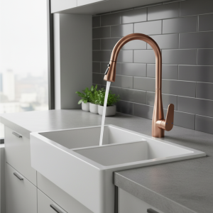 Robinet extractible de cuisine tout en cuivre, évier d’évier, évier anti-éclaboussures, robinet extractible de cuisine d’eau froide et chaude Robinet extractible de cuisine tout en cuivre, évier d’évier, évier anti-éclaboussures, robinet extractible de cuisine d’eau froide et chaude