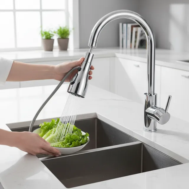 Robinet de cuisine pulvérisateur avec conception à arc…