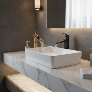 Robinet de lavabo en laiton Antique, cascade de salle de bains, mitigeur de lavabo à poignée unique, monté sur le pont, robinet noir Bronze à un trou Robinet de lavabo en laiton Antique, cascade de salle de bains, mitigeur de lavabo à poignée unique, monté sur le pont, robinet noir Bronze à un trou