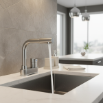 Robinet de bassin en acier inoxydable 304, robinet chaud froid, robinet de robinet d&rsquo;évier contemporain, robinet en céramique à 2 trous, luminaire, 1PC