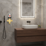 Robinet mitigeur thermostatique réglable, tuyau en laiton de salle de bains, robinet de contrôle de la température de mélange de l&rsquo;eau pour chauffe-eau