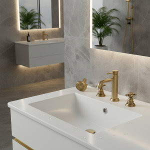 Poignée de mitigeur de lavabo de salle de bains en laiton Antique, poignée de mitigeur de cuisine de conception Unique, robinet de douche à main chromé doré