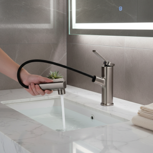 Robinet de lavabo en laiton chaud et froid, pulvérisateur à jet à 3 fonctions, pour salle de bains, poignée unique, double trou, mitigeur d&rsquo;évier extractible