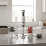 Mélangeur à Immersion manuel puissant, mélangeur alimentaire en acier inoxydable 4 en 1, bécher de mélange de 700 ml, processeur 500 ml, fouet, MAX 1200 W