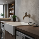 E74E Washing Machine Pool Pool dans mur Fauce extérieur Papée bronze antique