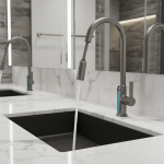 Becola robinet de lavabo extractible 40cm sortie d&rsquo;eau à trois vitesses rotatif à 360 degrés affichage de la température LED sortie d&rsquo;eau douce