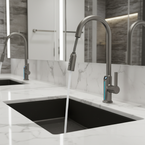 Becola robinet de lavabo extractible 40cm sortie d’eau à trois vitesses rotatif à 360 degrés affichage de la température LED sortie d’eau douce Becola robinet de lavabo extractible 40cm sortie d’eau à trois vitesses rotatif à 360 degrés affichage de la température LED sortie d’eau douce