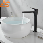 HOBasin-Robinet de Lavage en Laiton Noir, Poignée Unique, Trou Unique, Court et Grand, pour Eau Froide et Chaude