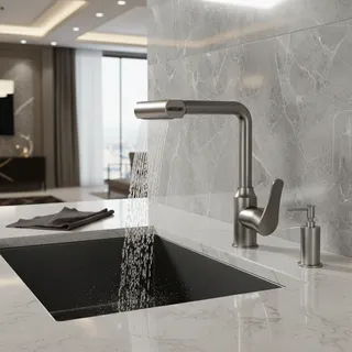 Robinet de cuisine cascade en acier inoxydable