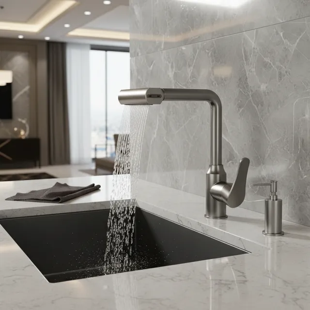 Robinet de cuisine cascade en acier inoxydable