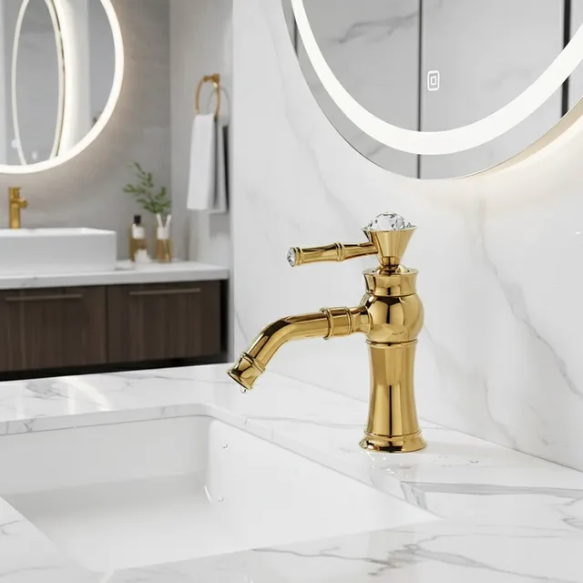 Robinet de lavabo en laiton finition dorée froide et…