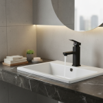 Robinet de lavabo carré à double usage chaud et froid en acier inoxydable noir, robinet d&rsquo;armoire de cuisine et de salle de bains à domicile