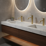 Robinets de salle de bains en acier inoxydable 304, mélangeur de lavabo en or brossé, robinet d&rsquo;évier, robinet de lavabo gastronomique, robinet d&rsquo;eau chaude et froide gris