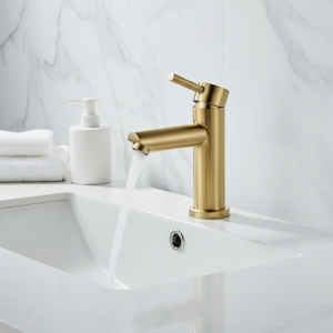 Robinet de salle de bains en laiton massif, robinet de lavabo de salle de bains, mitigeur d’eau froide et chaude, robinet d’évier à poignée unique monté sur le pont, robinet en or brossé Robinet de salle de bains en laiton massif, robinet de lavabo de salle de bains, mitigeur d’eau froide et chaude, robinet d’évier à poignée unique monté sur le pont, robinet en or brossé
