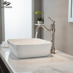 Robinet de ark monté sur pont en dégradbrossé, robinet de centre commercial, bec à percussion à poignée unique