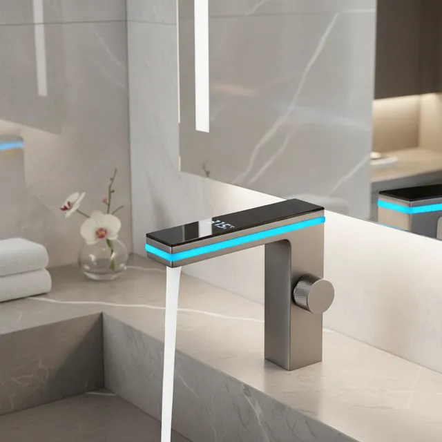 Mitigeur lavabo monotrou contemporain acier inox brossé…