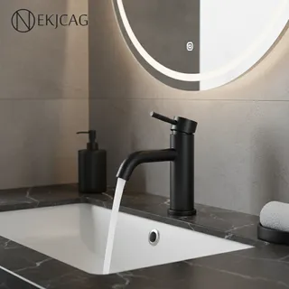 Robinet de lavabo de salle de bains noir mat