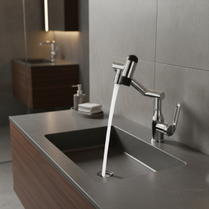 Lavabo de salle de bain Lucky cat robinet chaud et froid, salle de bain grise en acier inoxydable 360 ° robinet de lavabo à sortie d’eau rotatif à 4 modes Lavabo de salle de bain Lucky cat robinet chaud et froid, salle de bain grise en acier inoxydable 360 ° robinet de lavabo à sortie d’eau rotatif à 4 modes