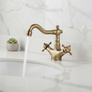 JIENI-Robinet de cuisine en laiton antique, robinet d’eau chaude et froide, robinet de centre commercial, montage sur pont Foy, flux rotatif JIENI-Robinet de cuisine en laiton antique, robinet d’eau chaude et froide, robinet de centre commercial, montage sur pont Foy, flux rotatif