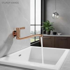 Plan mural pour évier de vadrouille de balcon en cuivre, vanne d&rsquo;eau de bassin de lavage de légumes, ménage chaud et froid, 1 ensemble