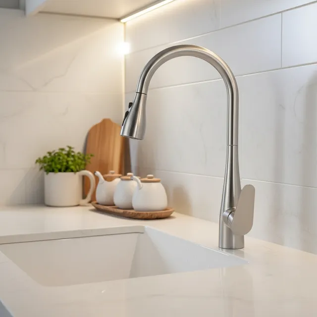 Robinets de cuisine en acier inoxydable brossé