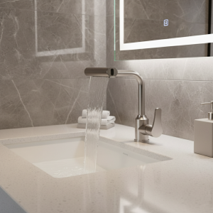 Robinet de lavabo en acier inoxydable, 4 modes, robinet de salle de bains, mitigeur gris/Chrome, robinet de lavabo à poignée unique, robinet chaud et froid Robinet de lavabo en acier inoxydable, 4 modes, robinet de salle de bains, mitigeur gris/Chrome, robinet de lavabo à poignée unique, robinet chaud et froid