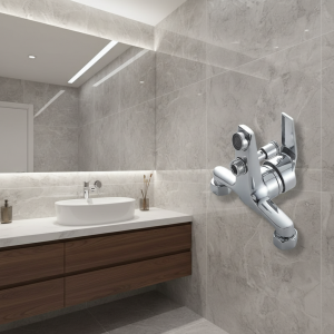 Robinets de lavabo muraux chromés, eau chaude et froide, mitigeur à double bec pour salle de bains, séparateur de bain, douche, lavabo, grue de salle de bains Robinets de lavabo muraux chromés, eau chaude et froide, mitigeur à double bec pour salle de bains, séparateur de bain, douche, lavabo, grue de salle de bains