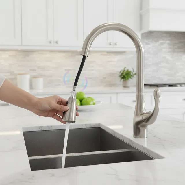 Robinet de cuisine tactile en Nickel brossé