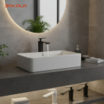 BAKALA-Bassin Noir et Blanc en Laiton Peint, Poignée Unique, Trou Unique, Pont Chaud et Froid