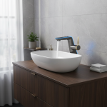 Robinet de lavabo en laiton massif, affichage numérique, eau chaude et froide, gris, salle de bains sous comptoir, meuble de vanité