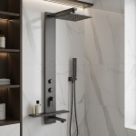 Système de douche de salle de bains boutoné, sortie d&rsquo;eau à deux voies, ensemble de robinets de douche de salle de bains muraux, ensemble de douche de pluie et de tournesol