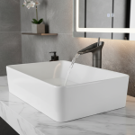 HOBasin-Robinets d&rsquo;évier en cuivre de style cascade montés en profondeur, odorde centre commercial, document gris, eau chaude et froide, FR651