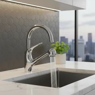 Pulvérisateur de robinet de cuisine chromé