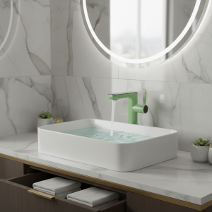 Nouveau robinet de lavabo de salle de bains vert mélangeur d&rsquo;évier chaud et froid en laiton mélangeur d&rsquo;eau gris levier simple mélangeur d&rsquo;évier aérateur 2wasy