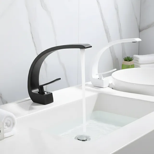 Robinets de lavabo de conception courbe noir/blanc