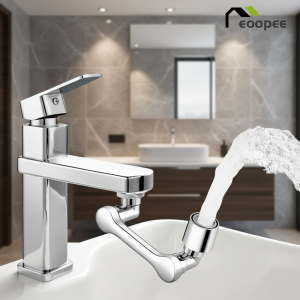 1080 °   Robinet rotatif universel pour lavabo, bras de Robot, tête de pulvérisation double Mode, évier de salle de bains, robinet pivotant anti-éclaboussures