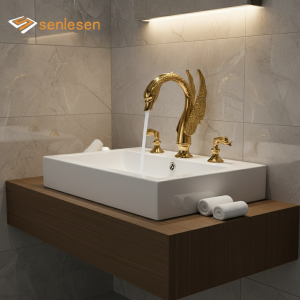 Robinet de centre commercial d’évier chaud et froid à double poignée en laiton, creux dorés luxueux, cabine de bassin fzShape, ventilateurs de baignoire, grue Robinet de centre commercial d’évier chaud et froid à double poignée en laiton, creux dorés luxueux, cabine de bassin fzShape, ventilateurs de baignoire, grue