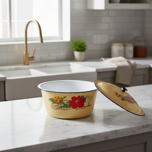 Bassin en émail nostalgique vieux fer émail bassin à soupe rétro Vintage bol en émail récipient de légumes Pot articles en émail bassin en émail