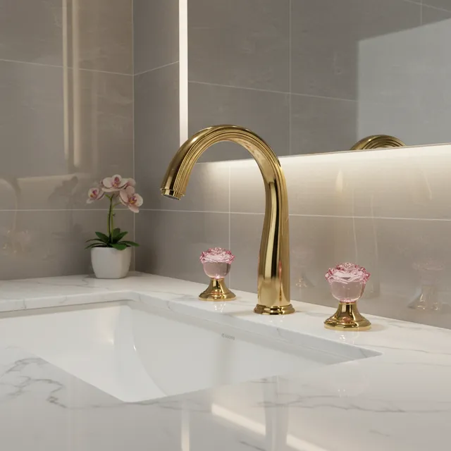 Robinet de lavabo de luxe à barbe large