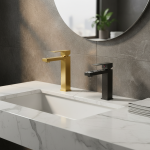 HOGold-Robinet d&rsquo;évier monté sur pont en acier inoxydable, robinet de bassin moderne, noir chromé, centre commercial, eau chaude et froide