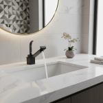 Uythner-Lavabo en laiton chromé noir, robinets de centre commercial F/05 et HOWater, robinet de grue d&rsquo;évier de bain à une poignée