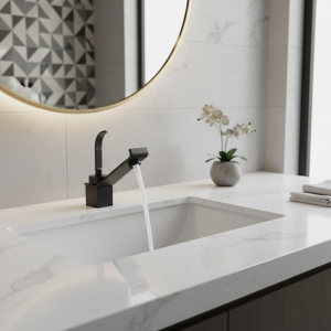 Uythner-Lavabo en laiton chromé noir, robinets de centre commercial F/05 et HOWater, robinet de grue d’évier de bain à une poignée Uythner-Lavabo en laiton chromé noir, robinets de centre commercial F/05 et HOWater, robinet de grue d’évier de bain à une poignée