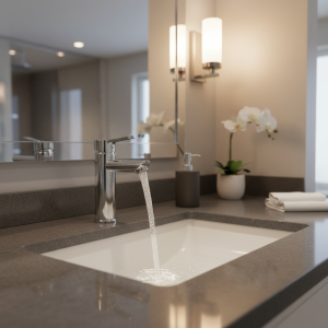 Capteur infrarouge automatique, salle de bains, robinet d&rsquo;évier sans contact, robinet d&rsquo;eau de lavabo monté sur le pont