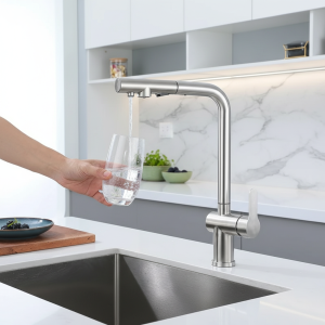 Robinet de cuisine 3 en 1 en acier inoxydable 304, Nickel brossé, purificateur d’évier, robinet d’eau Ro, robinets d’eau d’évier multifonctions Robinet de cuisine 3 en 1 en acier inoxydable 304, Nickel brossé, purificateur d’évier, robinet d’eau Ro, robinets d’eau d’évier multifonctions